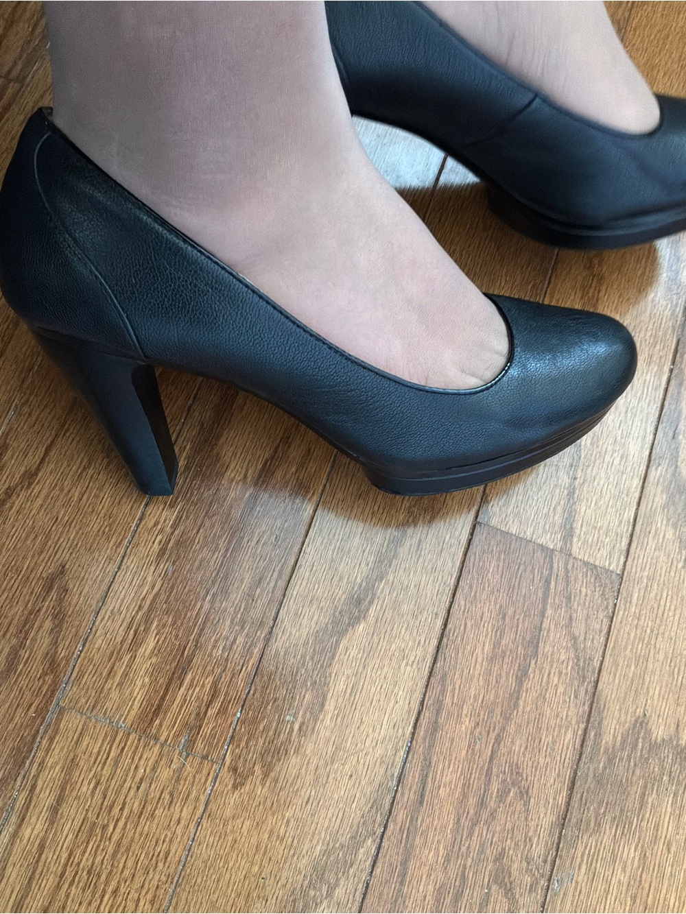 ******* Sofft Black Leather Platform Block Heel Pumps *******